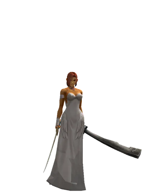 Saber*Crimson Sword on a female Human fighter, front view