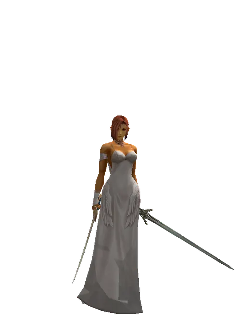 Saber*Elven Sword on a female Human fighter, front view