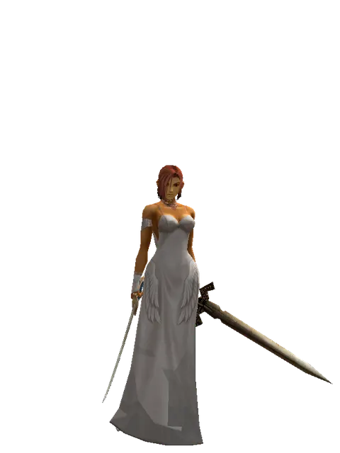 Saber*Spinebone Sword on a female Human fighter, front view