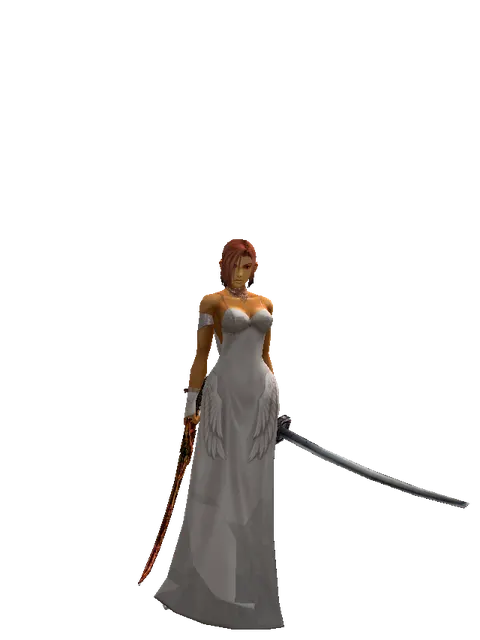 Shamshir*Katana on a female Human fighter, front view