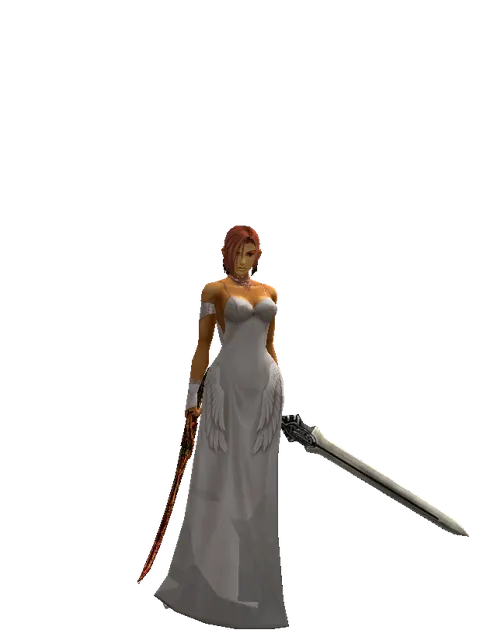 Shamshir*Spirit Sword on a female Human fighter, front view