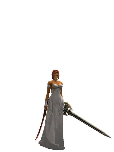 Shamshir*Sword of Delusion on a female Human fighter, front view