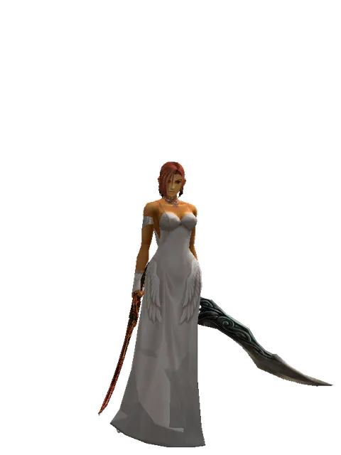 Shamshir*Sword of Limit on a female Human fighter, front view