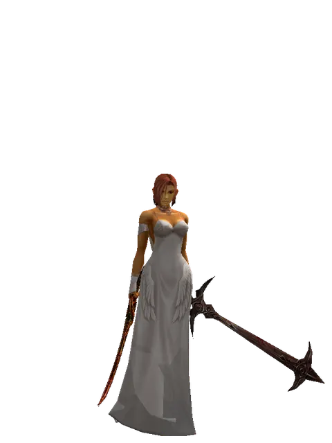 Shamshir*Sword of Nightmare on a female Human fighter, front view