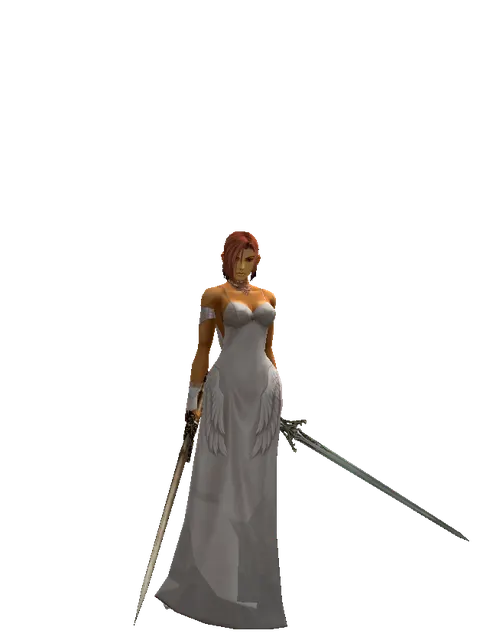 Spinebone Sword*Elven Sword on a female Human fighter, front view