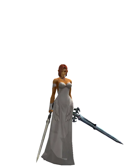 Spirit Sword*Caliburs on a female Human fighter, front view