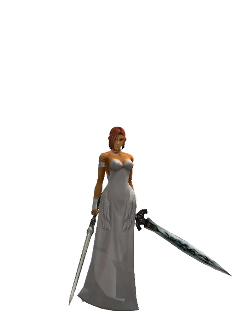 Spirit Sword*Tsurugi on a female Human fighter, front view