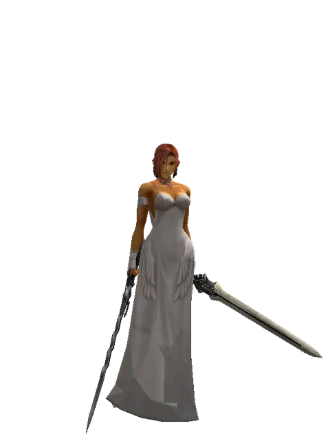 Stormbringer*Spirit Sword on a female Human fighter, front view
