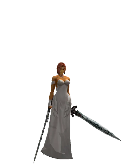 Stormbringer*Tsurugi on a female Human fighter, front view