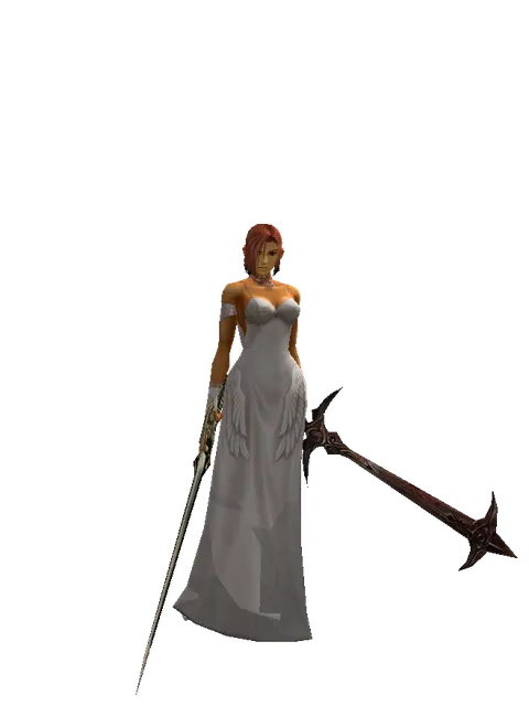 Sword of Delusion*Sword of Nightmare on a female Human fighter, front view