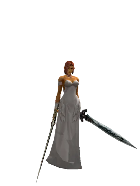 Sword of Delusion*Tsurugi on a female Human fighter, front view