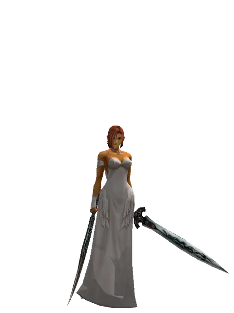 Sword of Limit*Tsurugi on a female Human fighter, front view