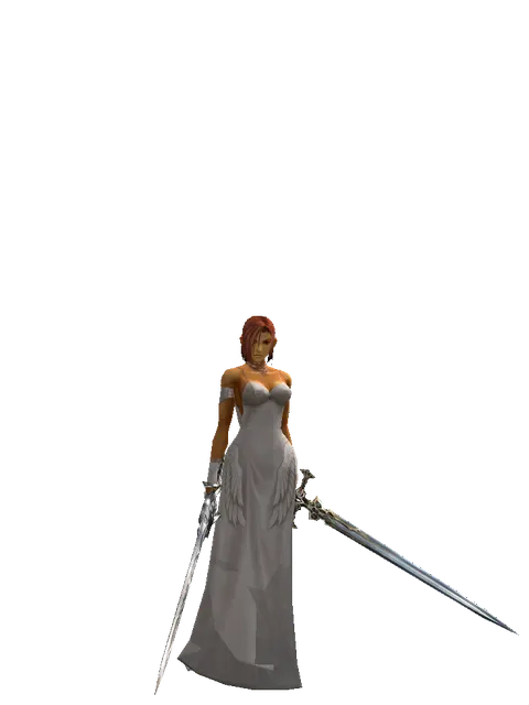 Tallum Blade*Dark Legion's Edge on a female Human fighter, front view