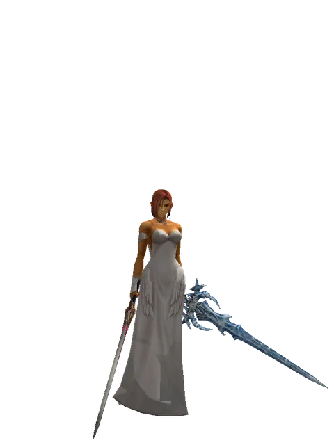 Vesper Dual Sword on a female Human fighter, front view
