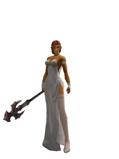 Crucifix of Blood on a female Human fighter, front view