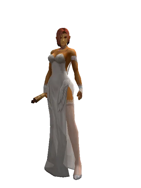 Scroll of Wisdom on a female Human fighter, front view