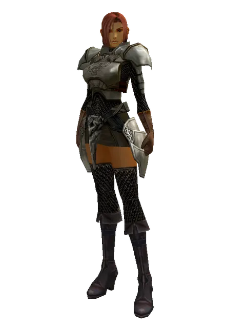 Blast Plate (heavy armor) on a female Human fighter, front view
