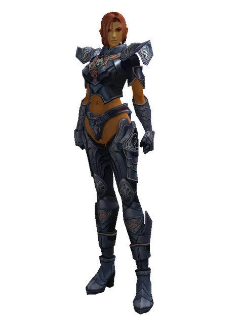 Blue Wolf Set - Heavy on a female Human fighter, front view