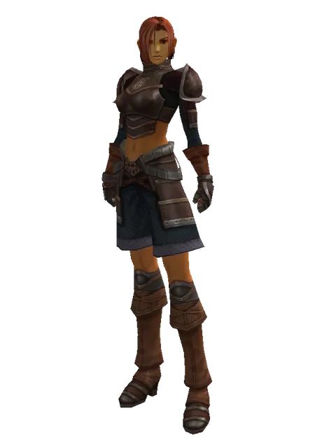 Brigandine Set on a female Human fighter, front view