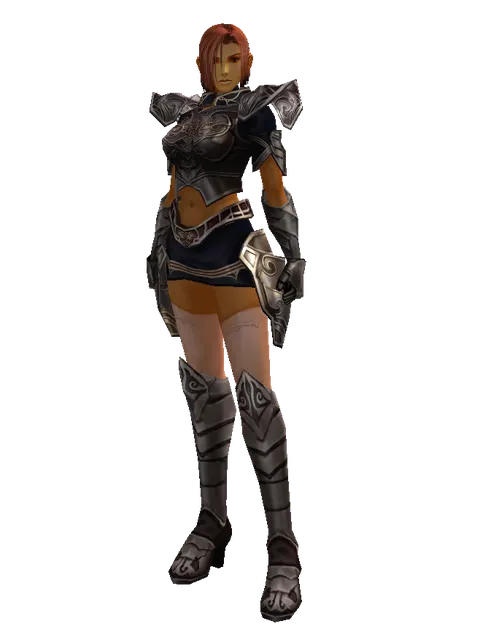 Doom Plate Set on a female Human fighter, front view