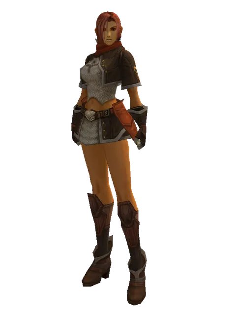 Dwarven Chain (heavy armor) on a female Human fighter, front view