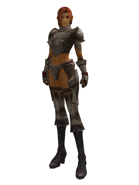 Half Plate (heavy armor) on a female Human fighter, front view