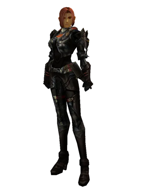 Tallum Plate Set on a female Human fighter, front view