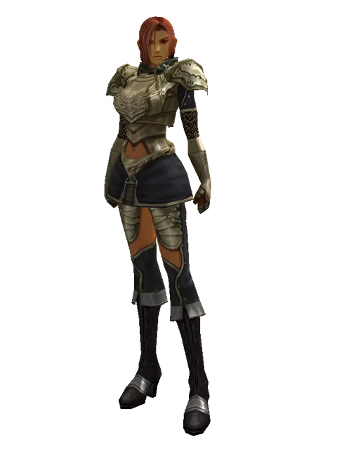 Ubiquitous (heavy armor) on a female Human fighter, front view