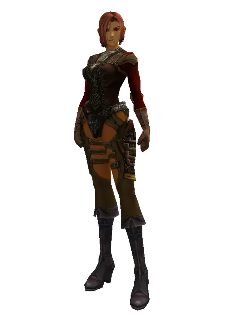 Banded Mithril (light armor) on a female Human fighter, front view