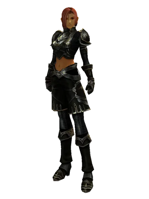 Dark Crystal Leather Set on a female Human fighter, front view