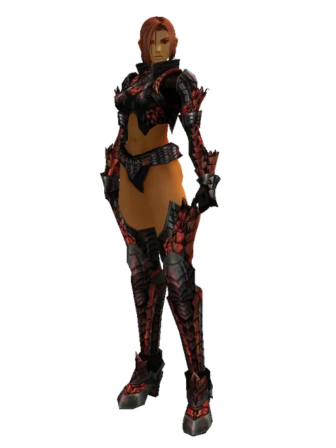 Draconic Leather Set on a female Human fighter, front view