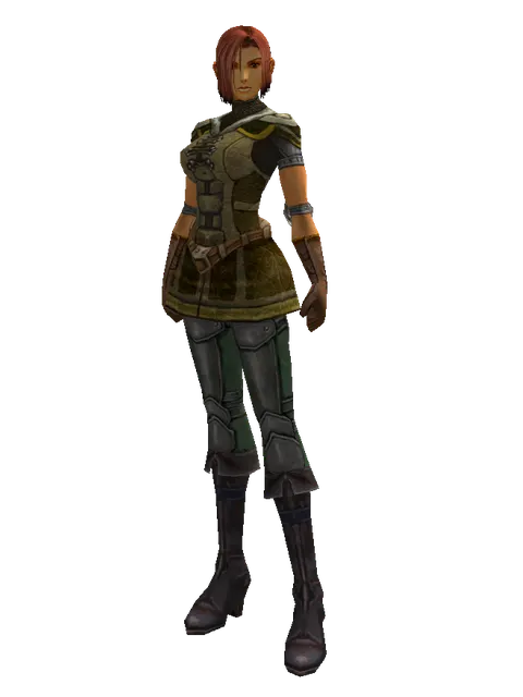 Hard Leather (light armor) on a female Human fighter, front view