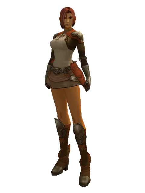 Manticore Skin Set on a female Human fighter, front view