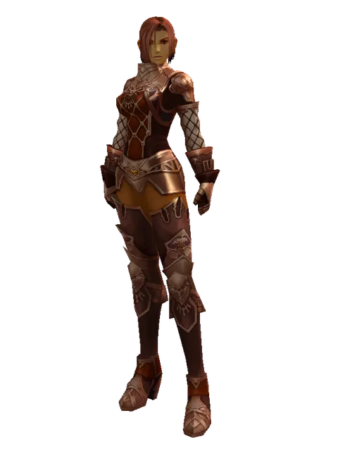 Leather Set of Nightmare on a female Human fighter, front view