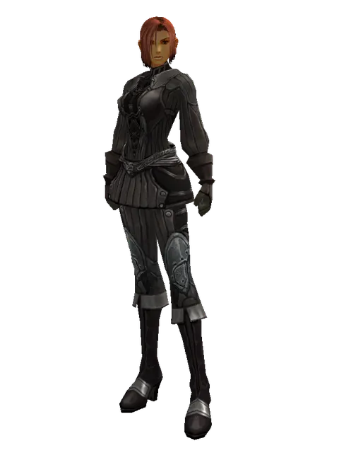 Reinforced Leather Set on a female Human fighter, front view