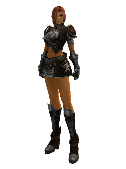 Rind Leather (light armor) on a female Human fighter, front view