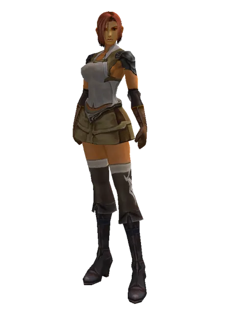 Squire's (light armor) on a female Human fighter, front view