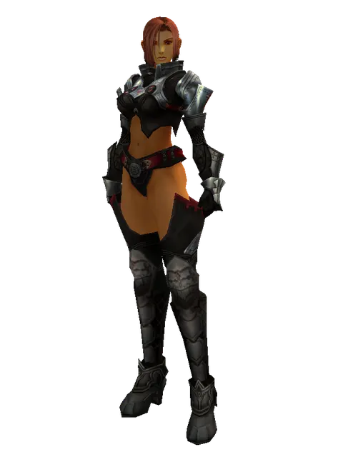 Tallum Leather Set on a female Human fighter, front view
