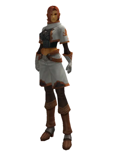 Theca Leather Set on a female Human fighter, front view