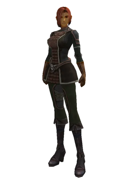 Wooden Set on a female Human fighter, front view