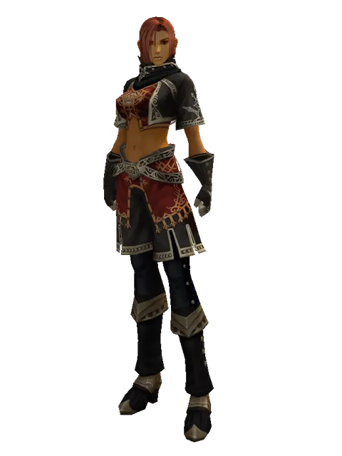 Zubei's Leather Set on a female Human fighter, front view