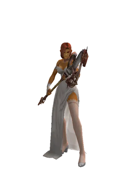 Dragon Claw Axe on a female Human fighter, front view