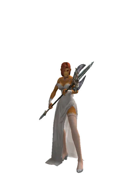 Dynasty Halberd on a female Human fighter, front view