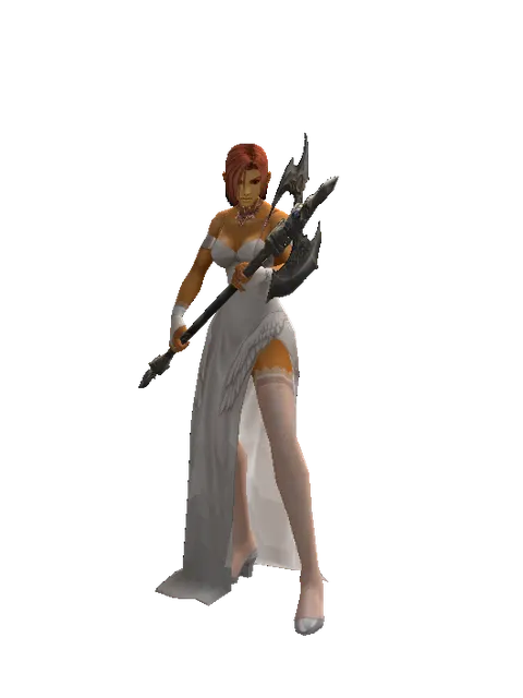 Great Axe on a female Human fighter, front view