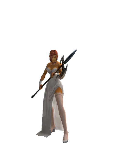 Halberd on a female Human fighter, front view