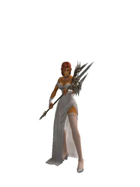 Icarus Trident on a female Human fighter, front view