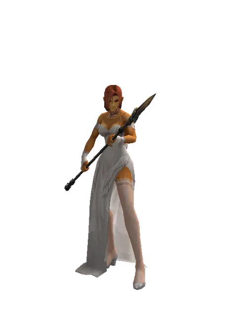 Improved Great Spear on a female Human fighter, front view