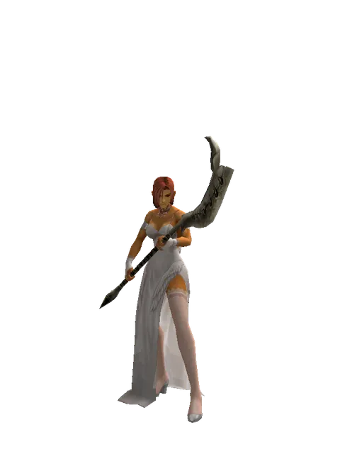 Orcish Glaive on a female Human fighter, front view