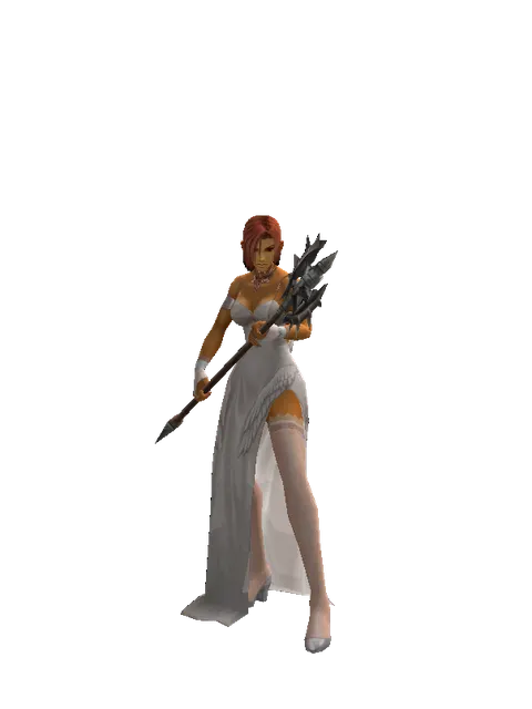 Pike on a female Human fighter, front view