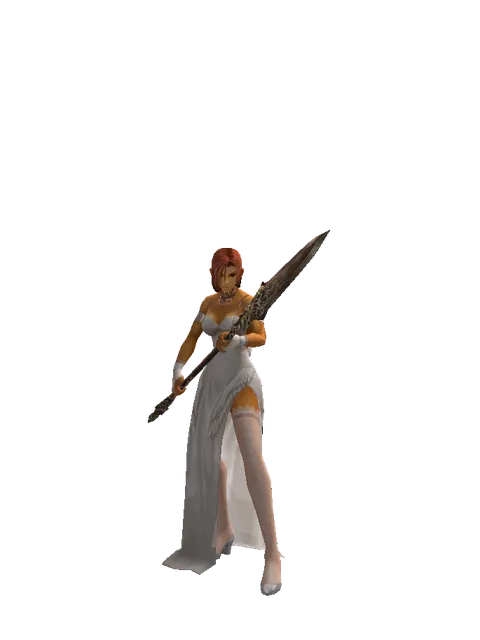 Saint Spear on a female Human fighter, front view